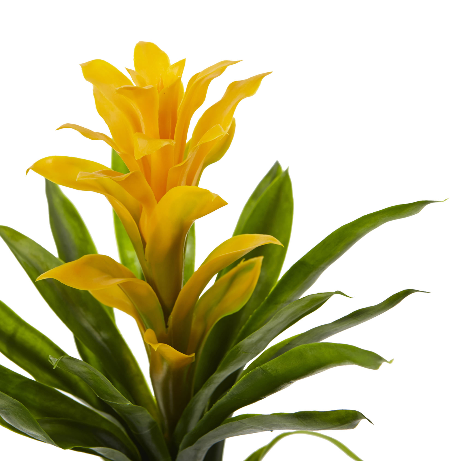 Nearly Natural 15” Bromeliad Artificial Yellow Flower w/ Green Leaves Set Of 4