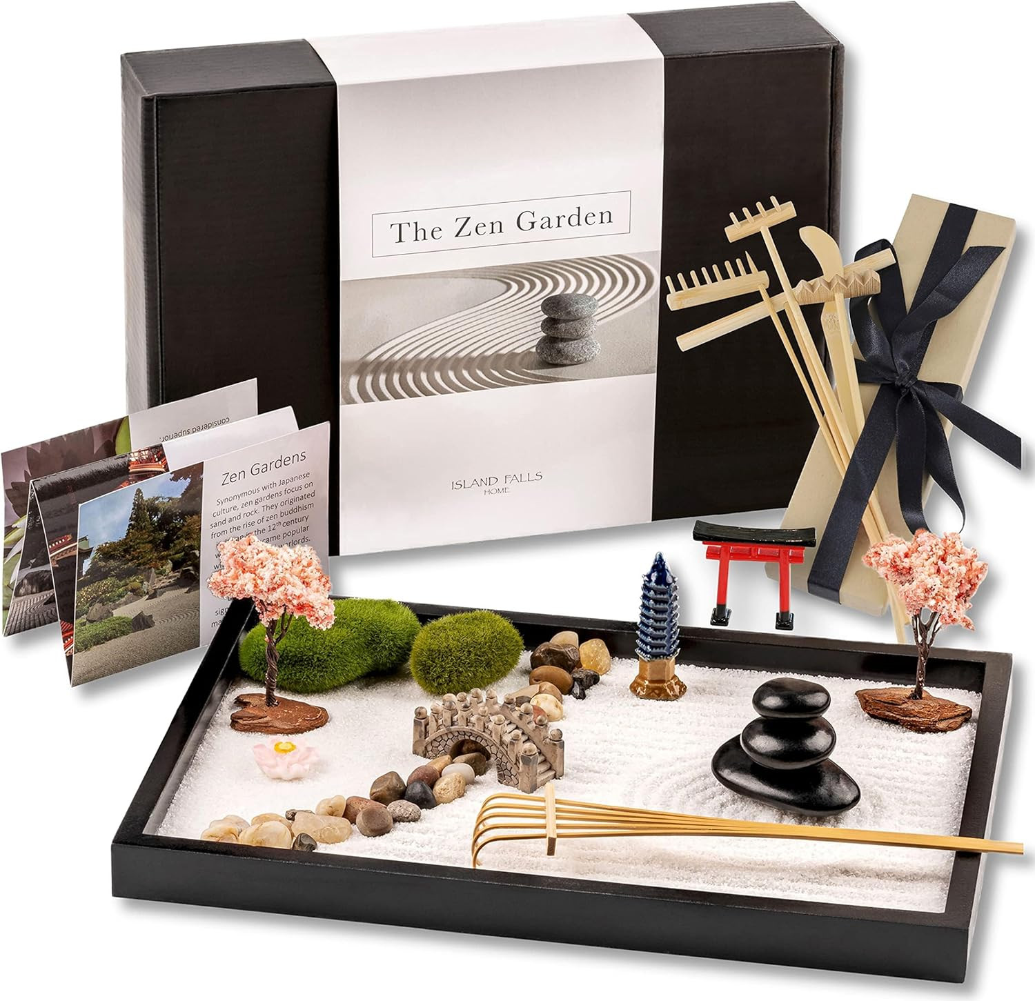 Zen Garden Kit 11X8In. Beautiful Japanese Decor Mini Rock Feature Gift Set for H