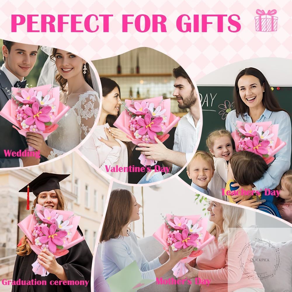 Crochet Flower Bouquet: Crochet Tulips Bouquet Handmade Knitted Flowers with
