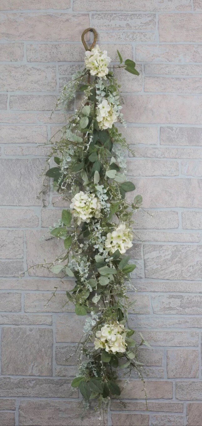 New Greenery Floral White Cream HYDRANGEA GARLAND Swag Vine 4′