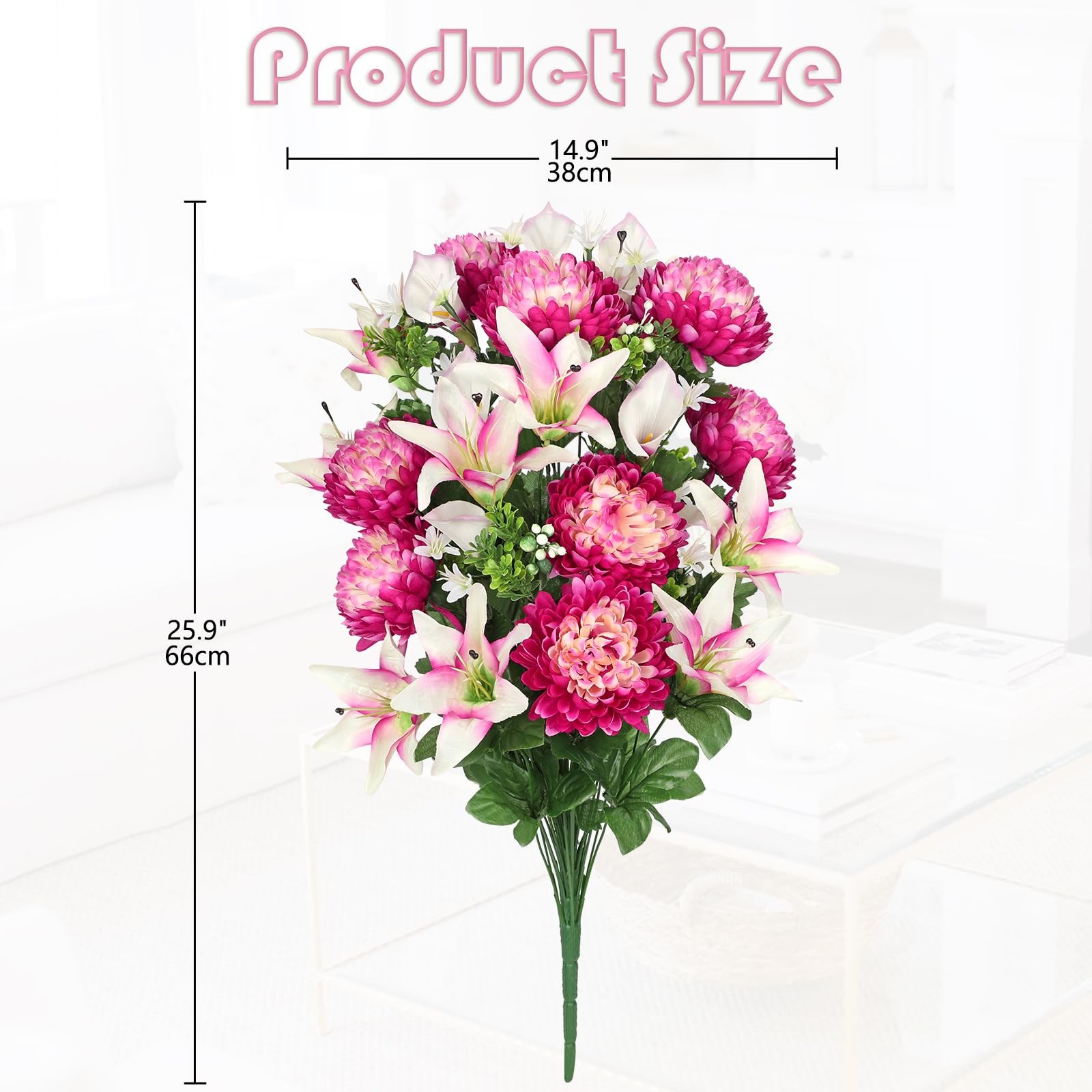 Large Artificial Lily Chrysanthemums Cemetery Flowers For Grave Vase Sympathy