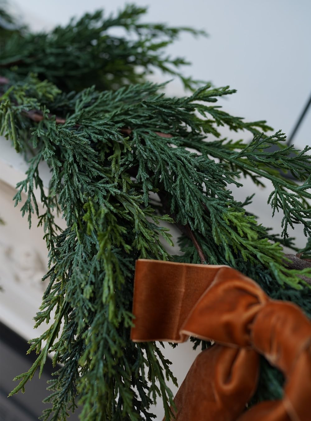 Christmas Cedar Garland,1Pcs 6ft Real Touch Cedar Pine Garland for Mantle Fir…