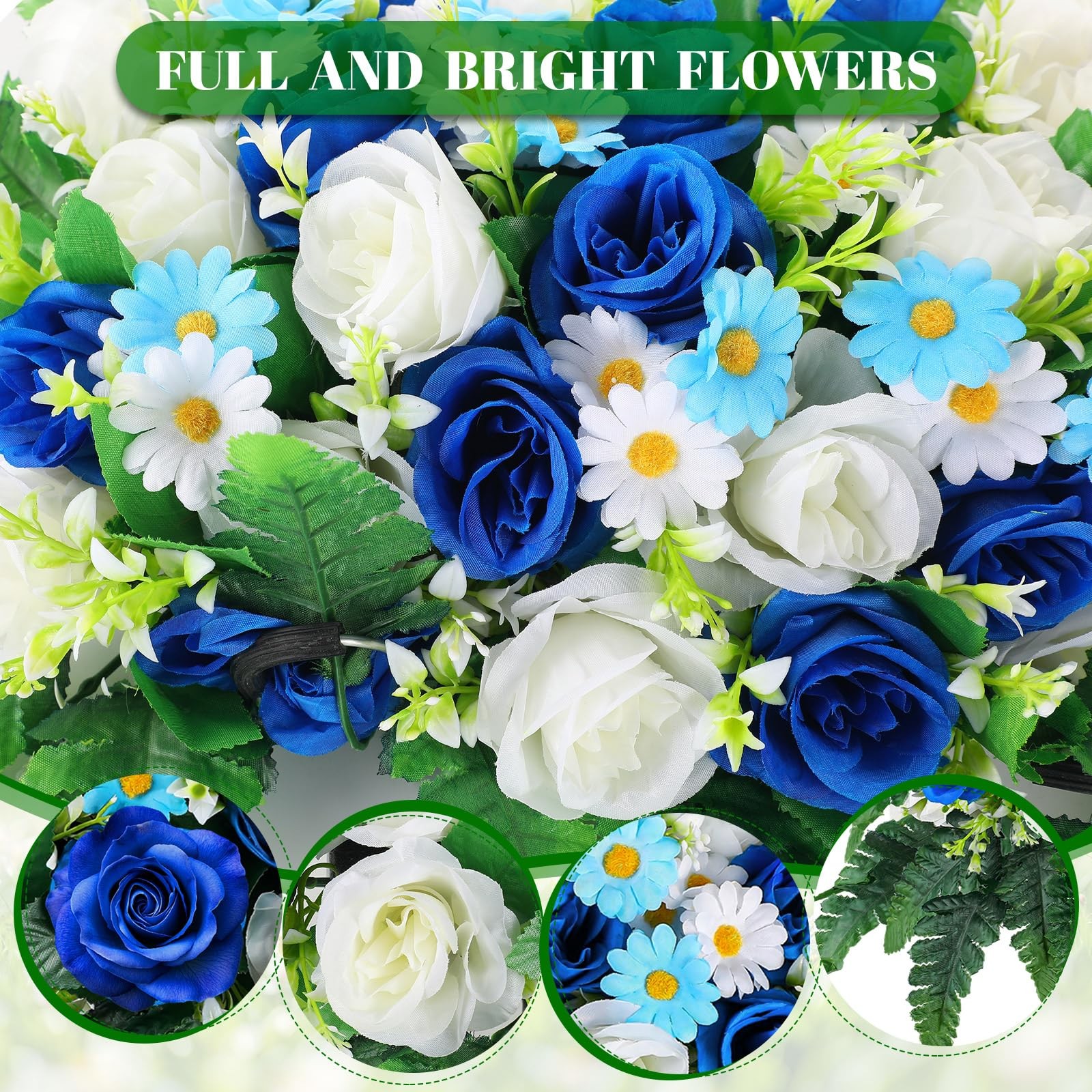Artificial Cemetery Flowers, Saddle Headstones Decoration, Artificial Rose Da…