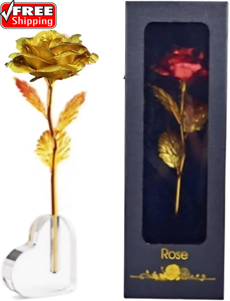 Gold Dipped Rose, Eternal Long Stem Golden Rose | Luxurious Romantic Gift for Wo