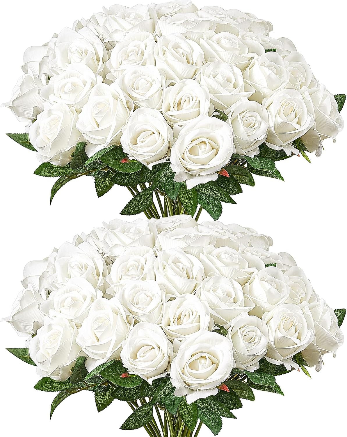 60 Pcs Realistic White Foam Roses for DIY Weddings & Home Decor Arrangements
