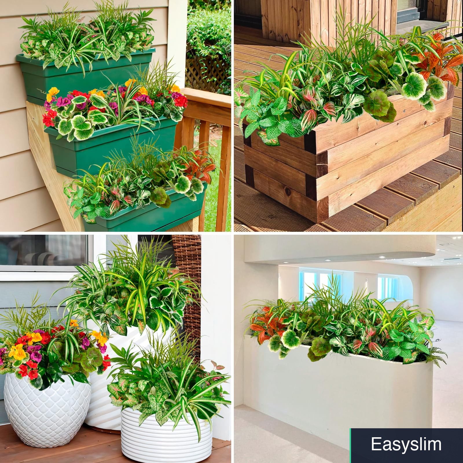 Artificial Plants 20 Bundles UV Resistant Plastic Greenery Outdoor Decor
