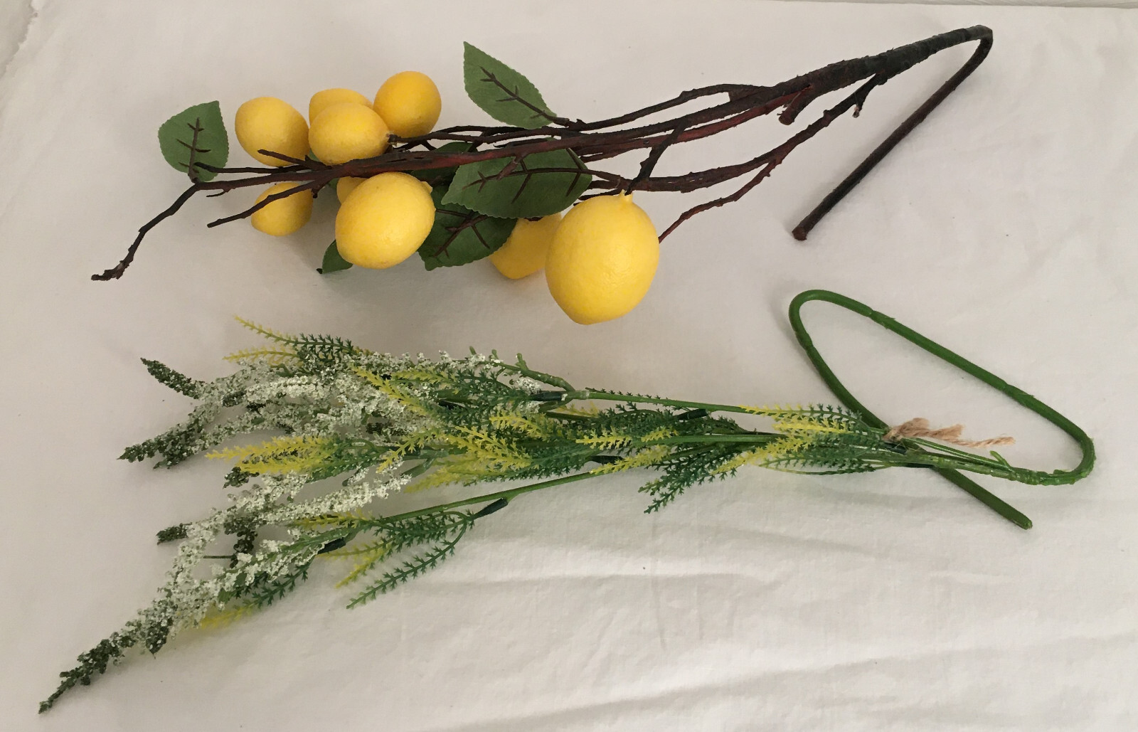 Artificial Lemon Leaf Branch Floral Fruit Decor Decoration Green Yellow 28″