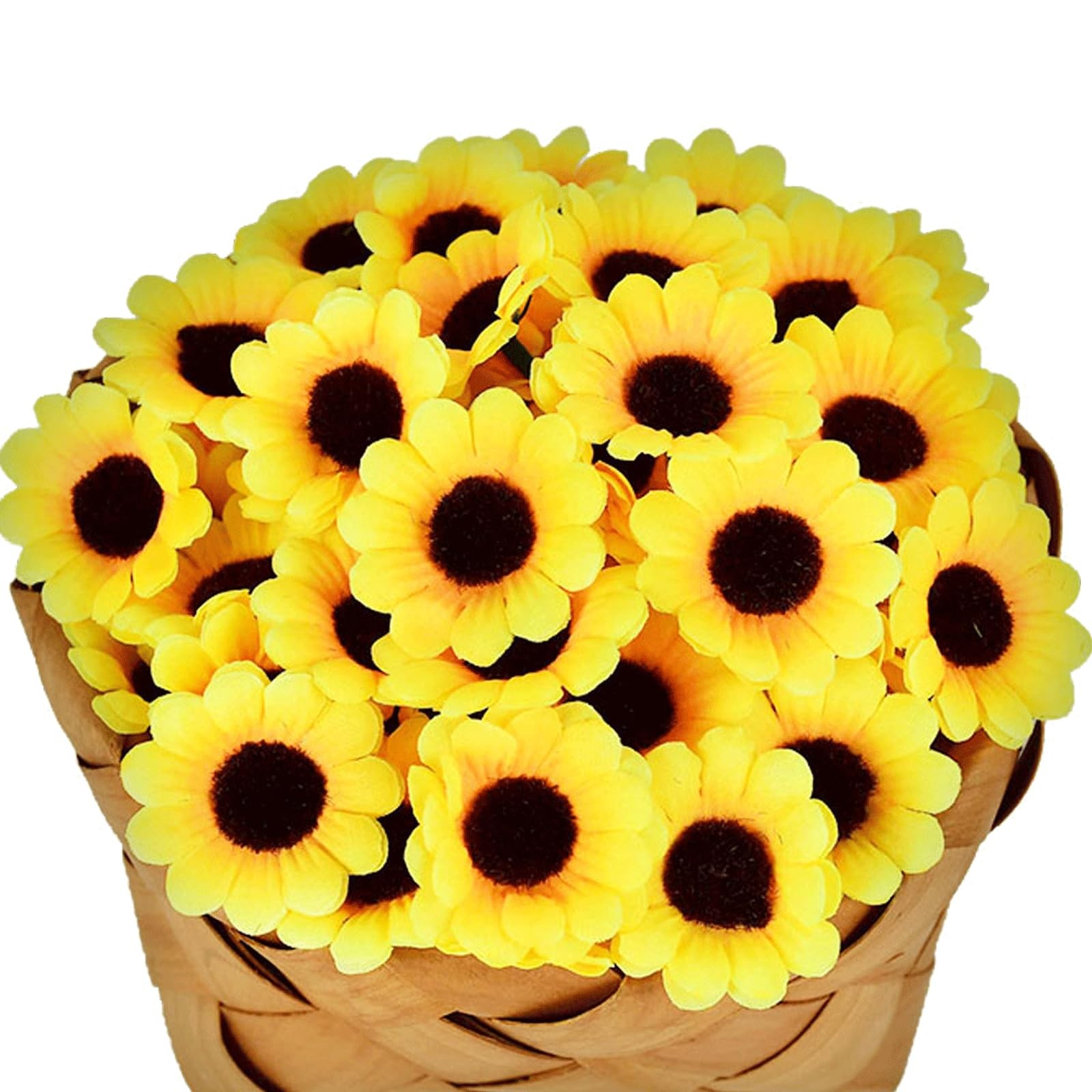 Mimalexin 150PCS Artificial Sunflowers, Mini Fabric Flower Heads, Mini Fake D…