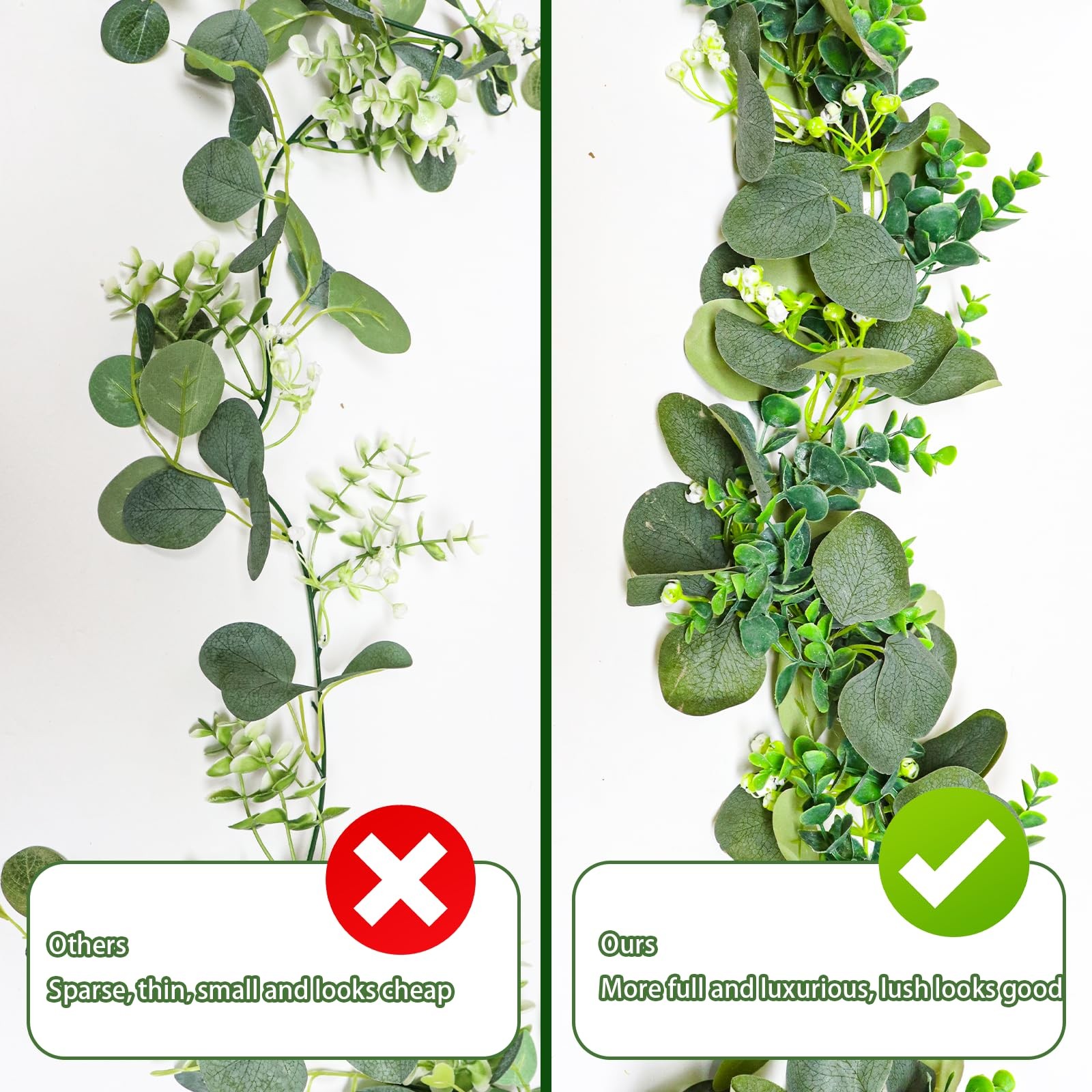 MAKHOT 5.9FT Eucalyptus Garland, Artificial Greenery Garland Flower, Green Garla