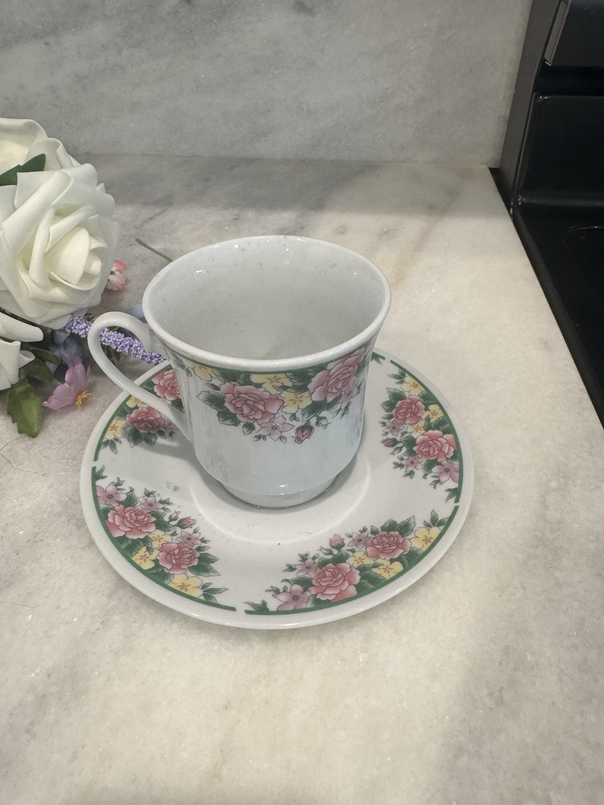 Victorian Floral Arrangement In A Teacup For Centerpiece