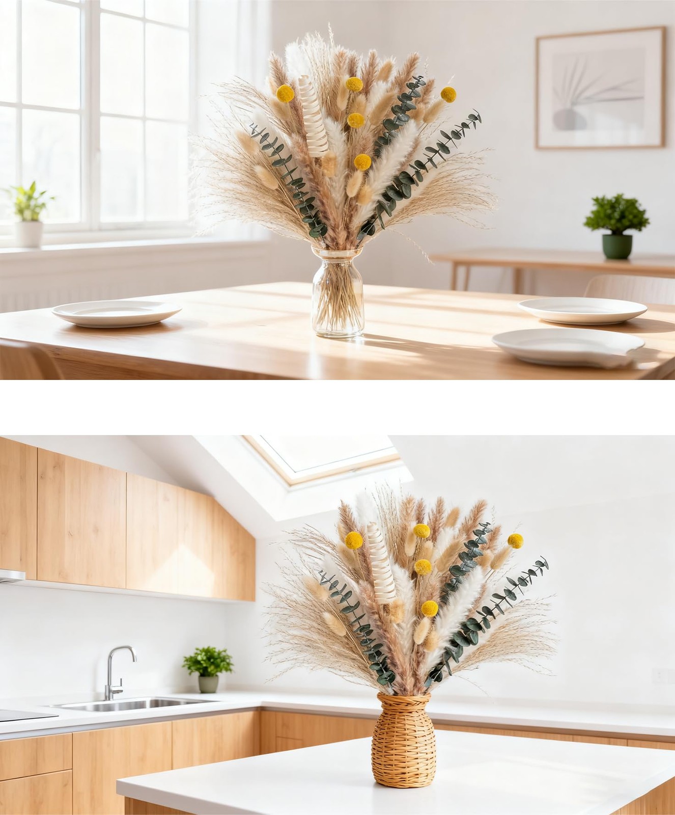 Pampas Grass Boho Decor Bouquet – Natural Dried Flowers Including Billy Balls…