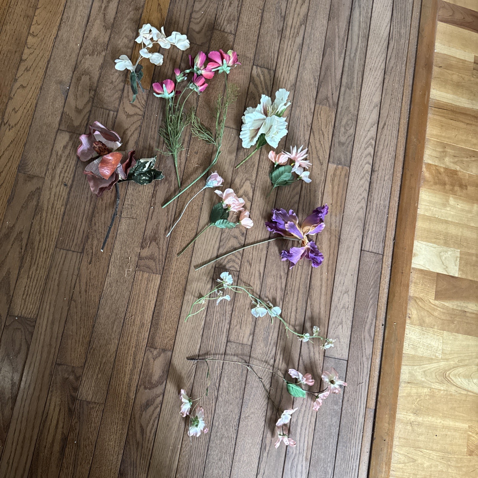10 Vintage 1970s Artificial Flowers Dogwood Iris Peony Anemones Dahlia Magnolia