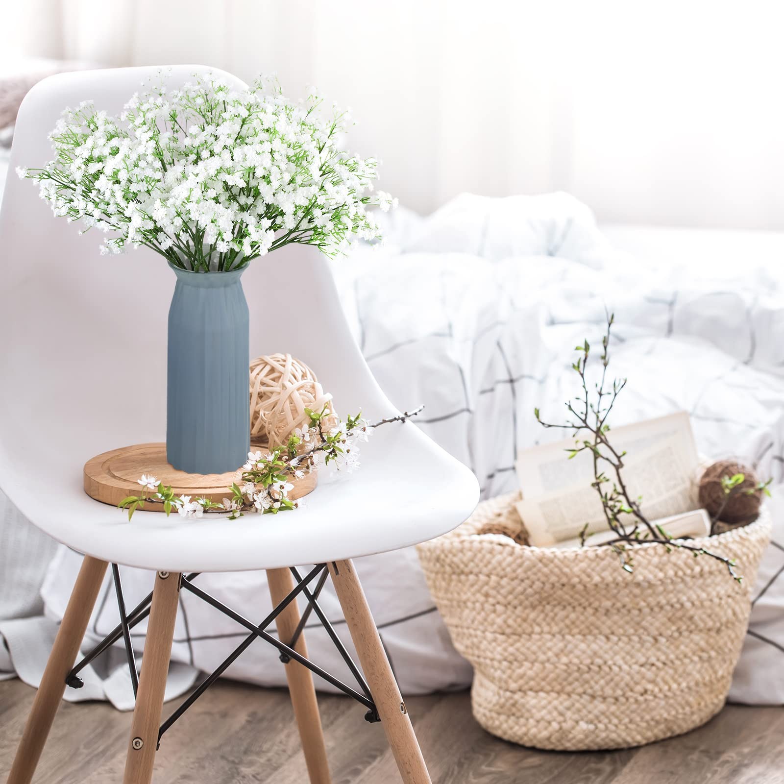 Tigeen 80 Pcs Baby Breath Artificial Flowers Bulk White Artificial Baby Breat…