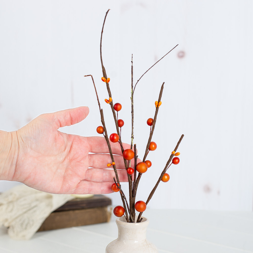 Set of 12 Fall Artificial 17-1/2″ Twig and Berry Pick Floral Sprays