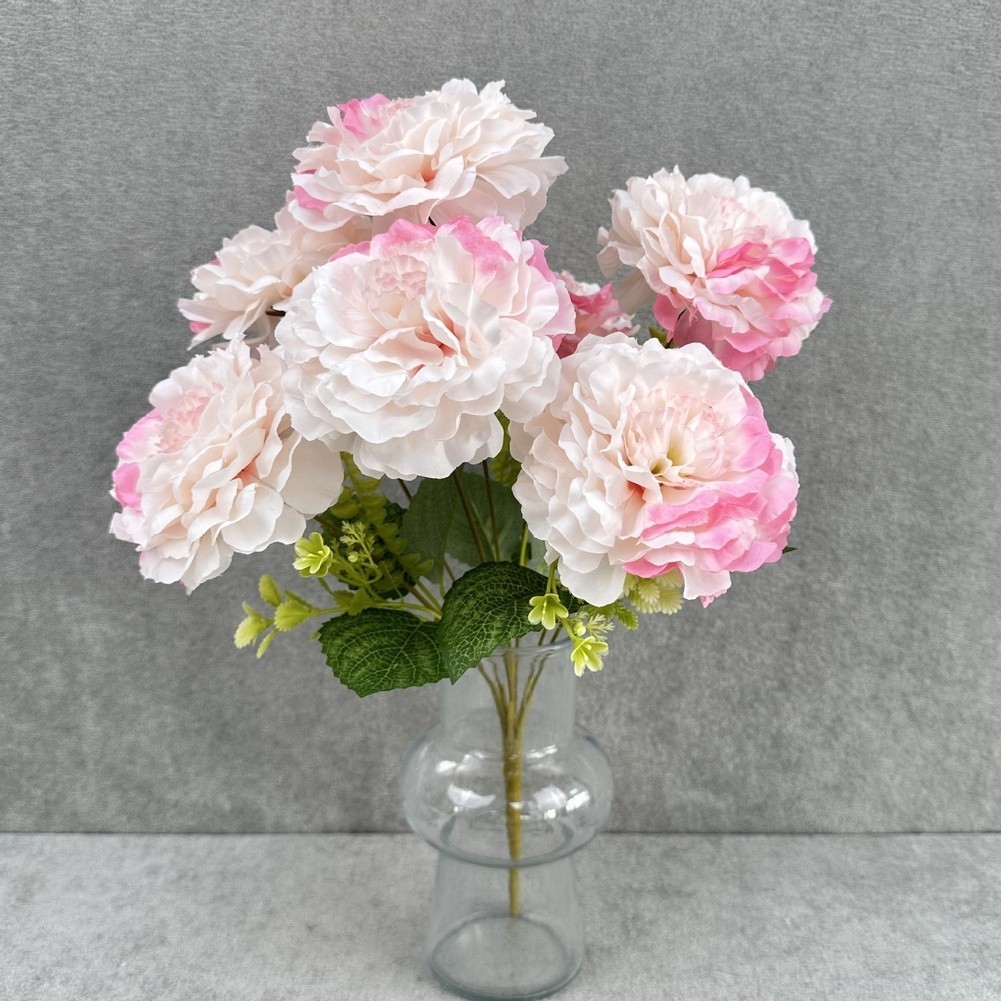 7 Artificial Peony Flowers White Black Red Blue Green Light Purple Deep Pink
