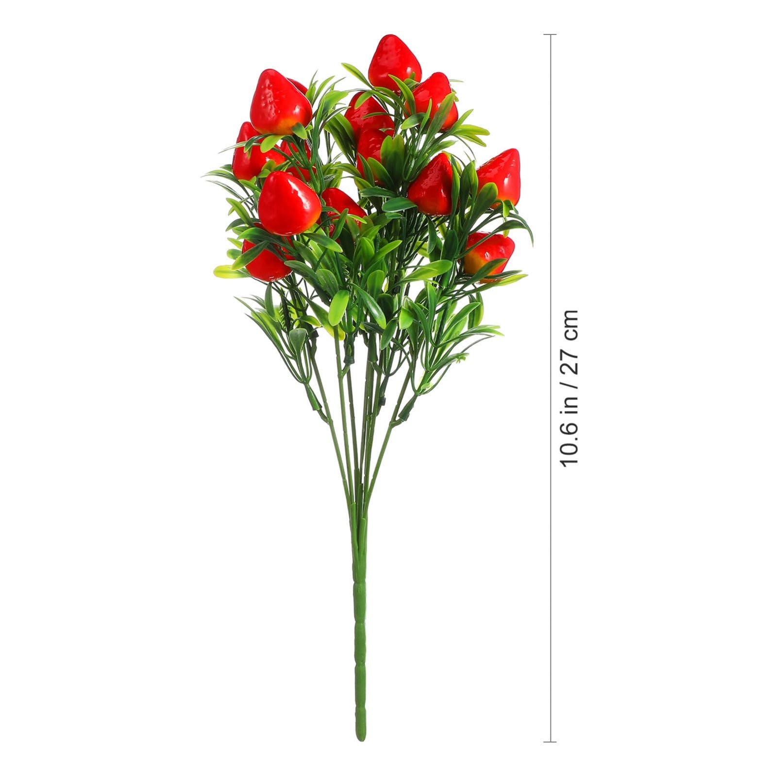 Artificial Strawberry Bunch Bouquet Fake Decor Branch 10.6 Inch Plants 3 PCS