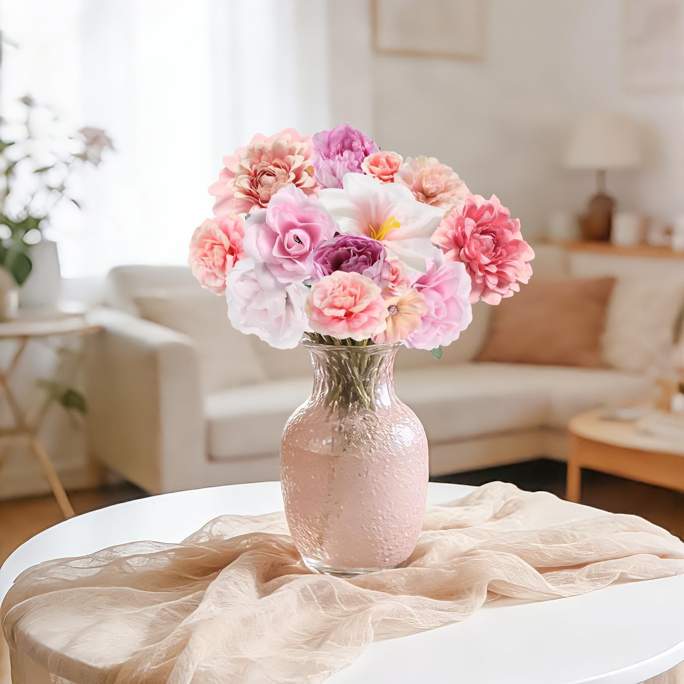 Fake Flower Heads Mini Artificial Flower Pink Faux Dahlia Rose Flowers for Cr…