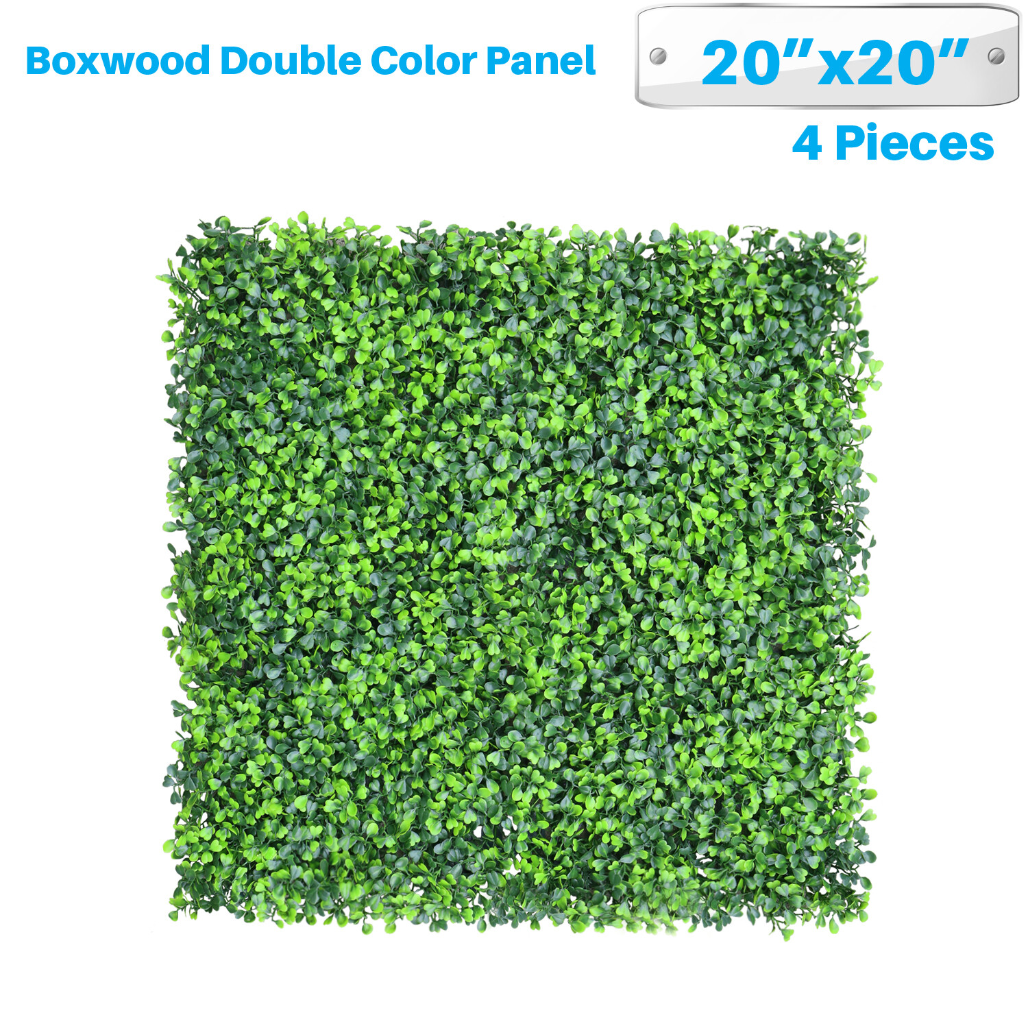 20″x20″ Artificial Grass Wall Decor Privacy Fence Panel, Boxwood Double Color