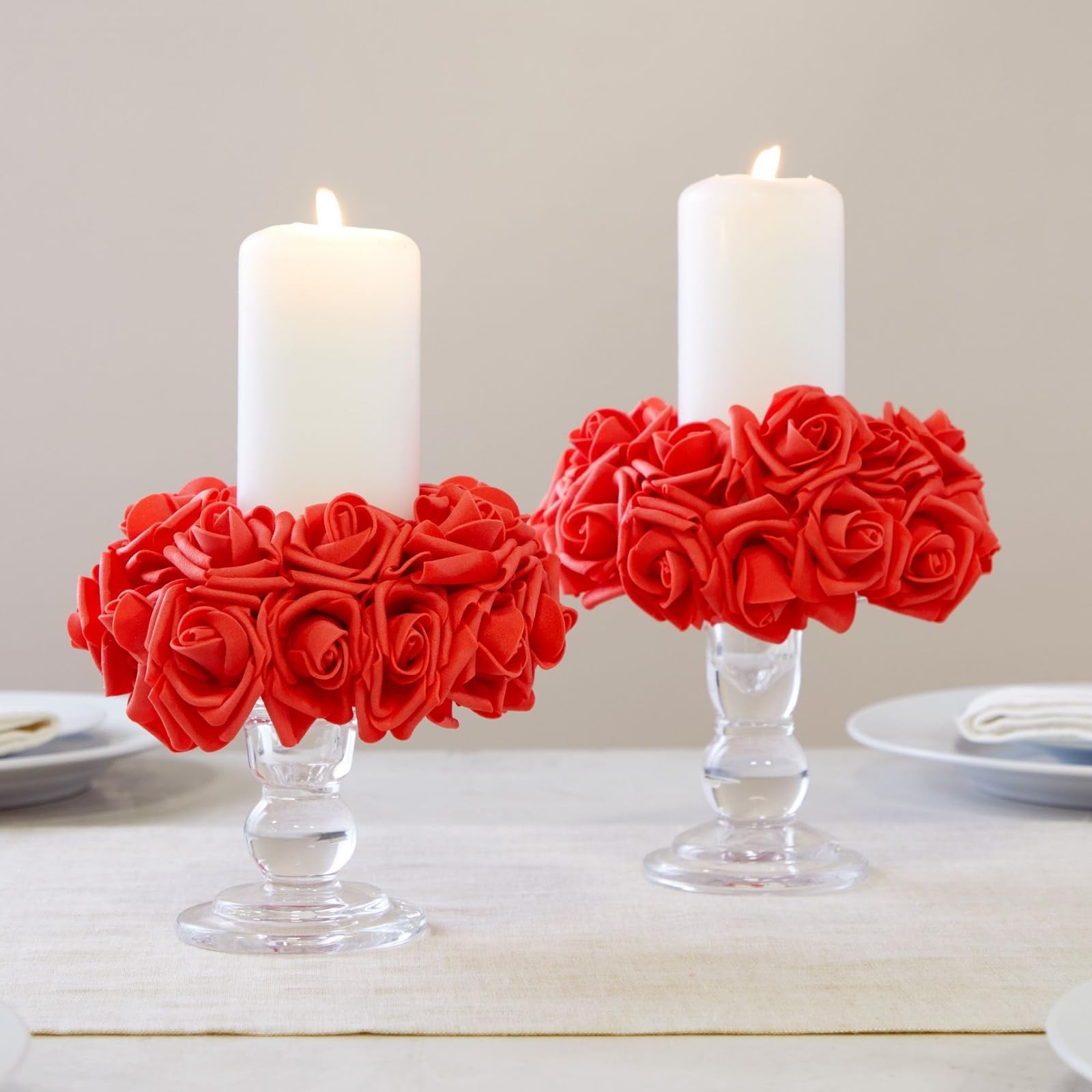200 PCS Red Foam Rose Head 2 Inch Bulk Artificial Fake Floral Craft Wedding