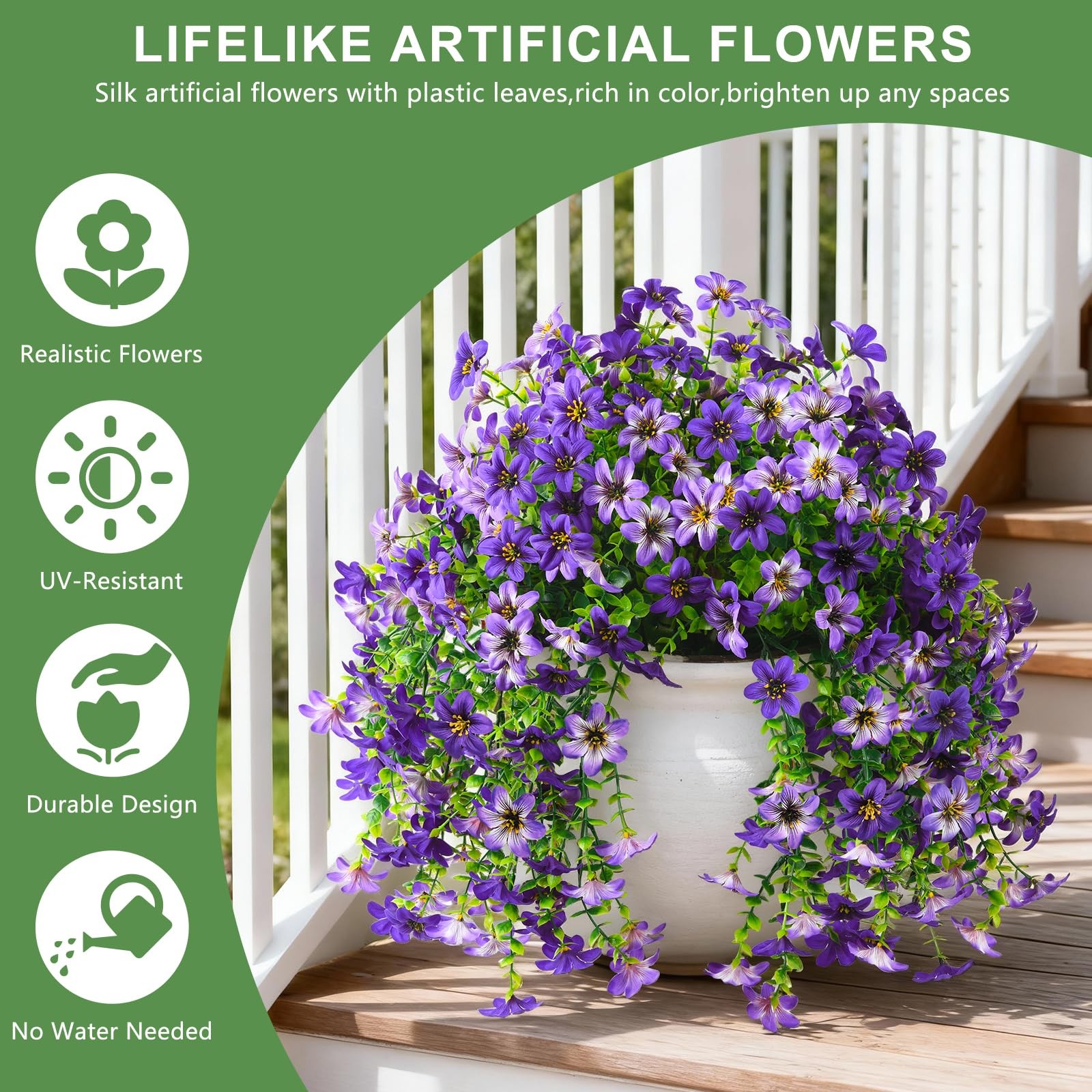 Artificial Flowers for Outdoor Faux Hanging Plants Spring Outside Decor