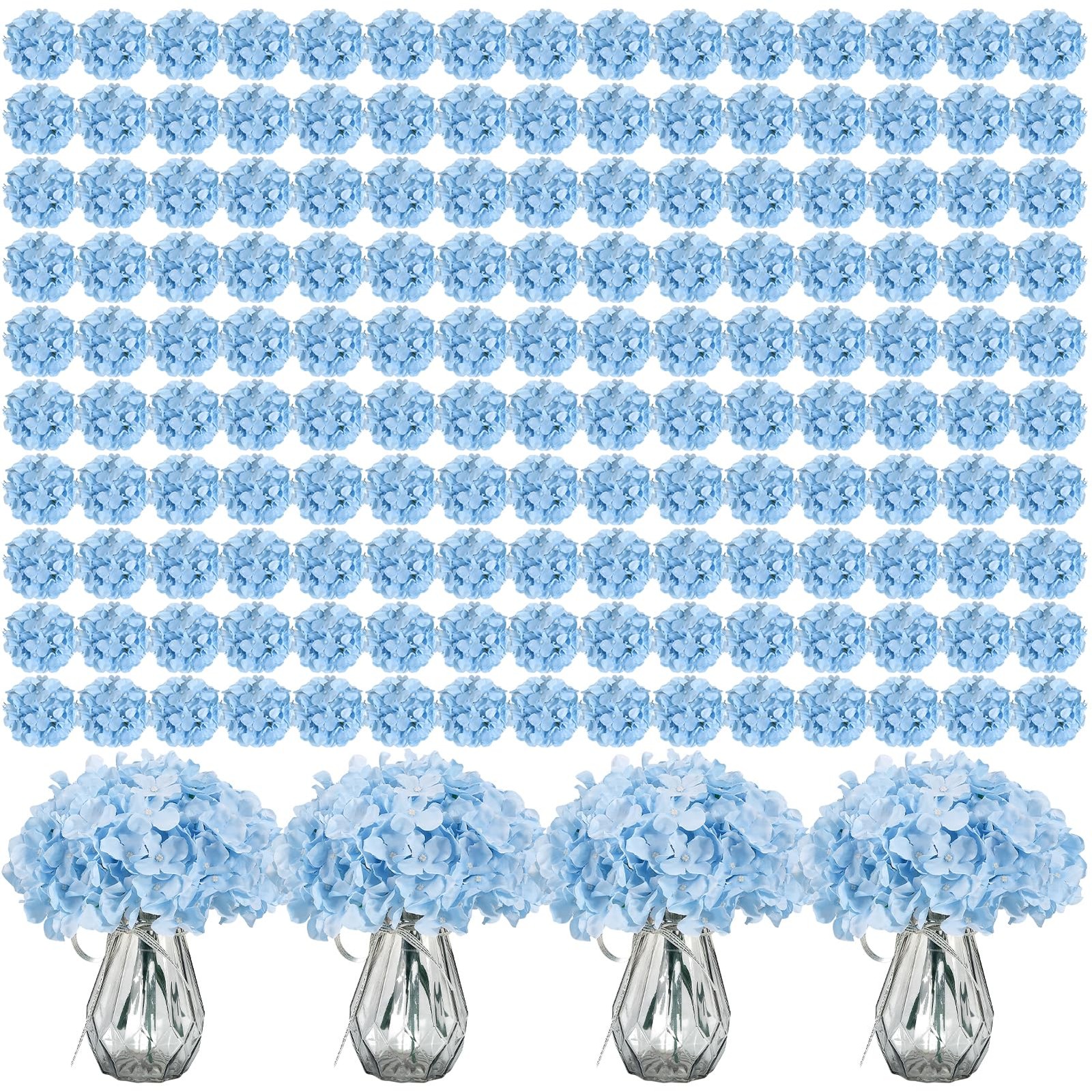 404PCS Hydrangea Artificial Flowers, Silk Artificial Flowers Heads with Stems…