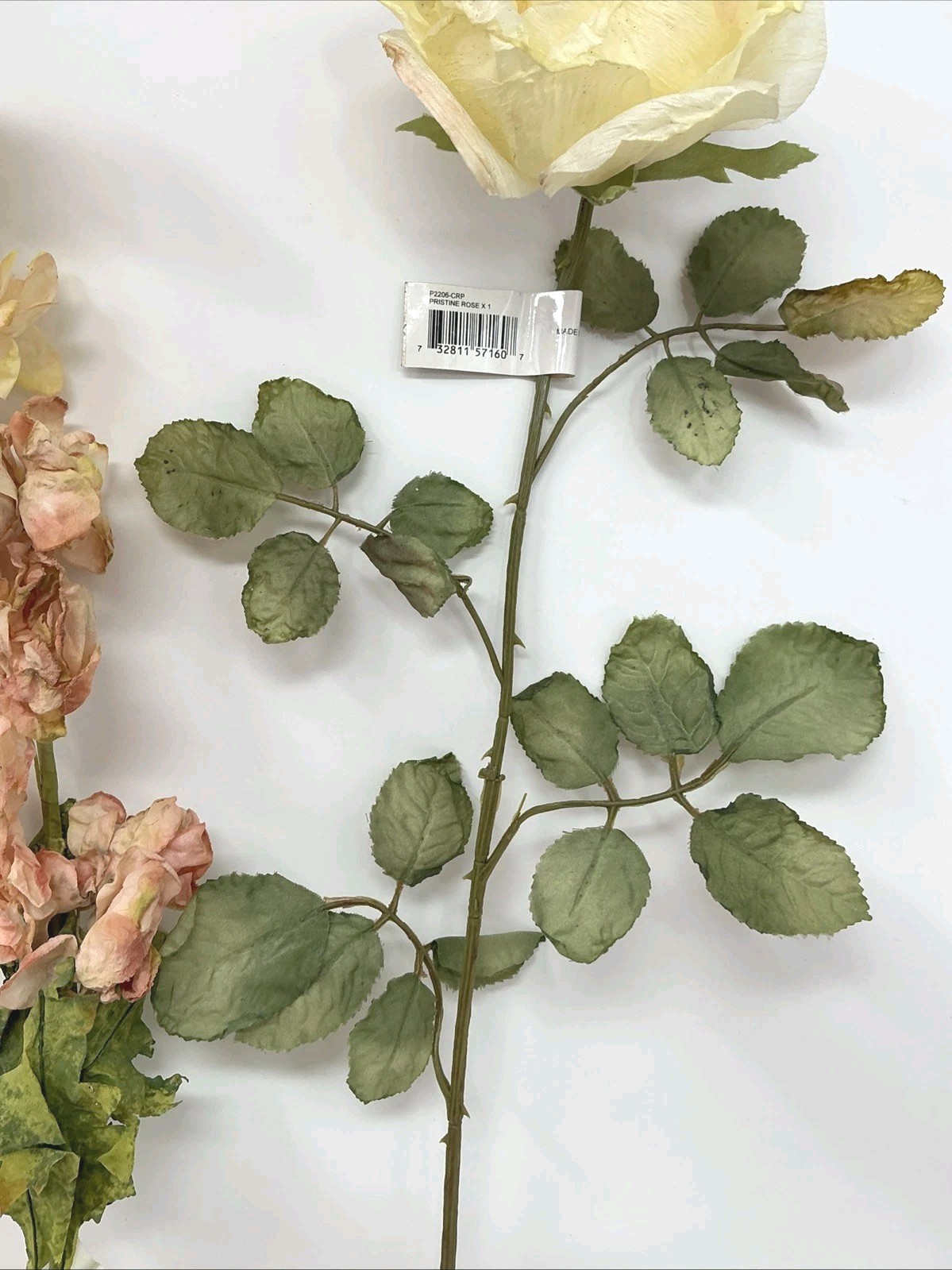 Delphinium Peach Floral Pick 30” Pristine Rose Cream w Pink 26” Lot 3 Picks NOS