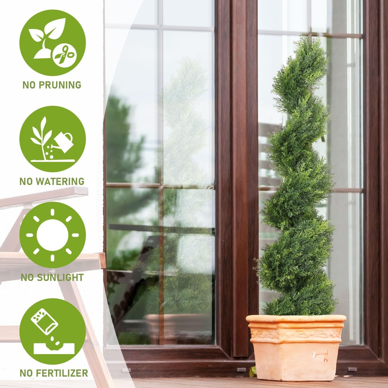 4ft Artificial Topiary Trees Set of 2 48 inch Faux Cedar Cypress Spiral Topiary