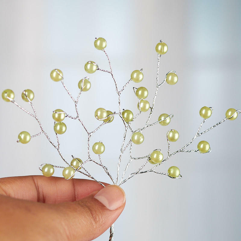 Light Green Artificial Pearl Bead Wired Sprays | 4 Sprays | For Corsages