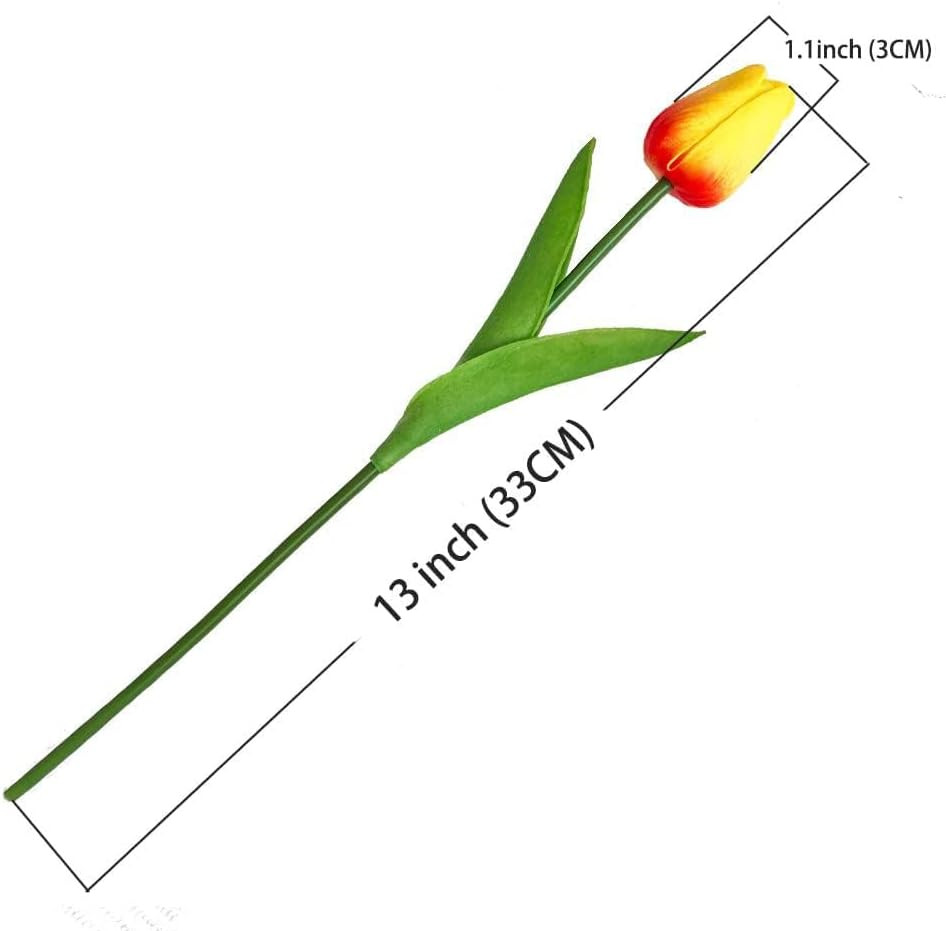 24PCS PU Artificial Tulips Fake Flowers for Wedding Bouquets Real Touch Latex T