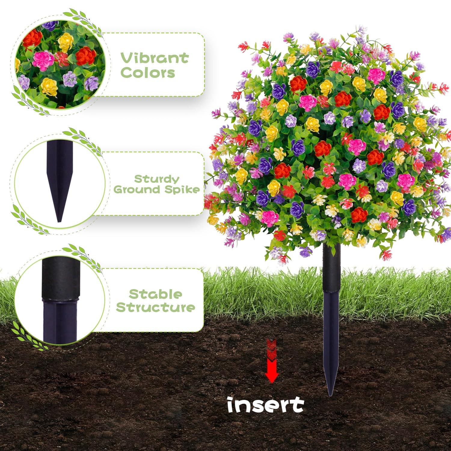 Artificial Topiary Trees with Flowers Outdoor, 2 Pack UV Resistant 23.6” Fau…