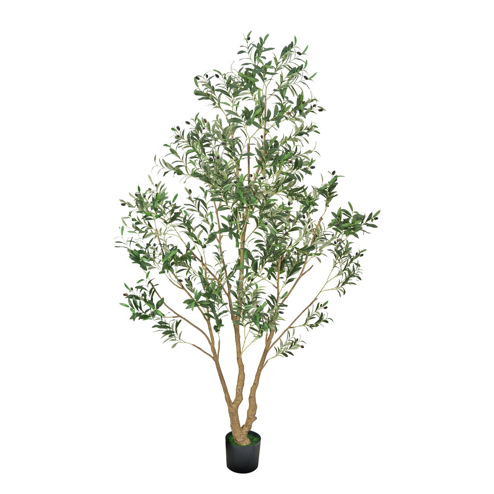 Uimoso 8FT Artificial Olive Tree Tall Fake Plant with Black Pot for Home Office