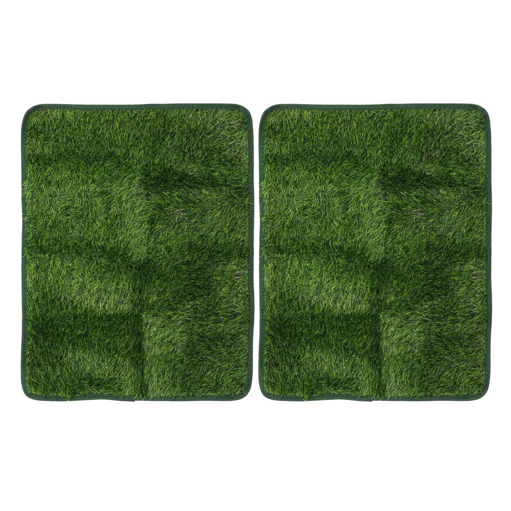 2Pcs Green Artificial Dog Grass Pad Washable Reusable Turf Mat for Pet Training