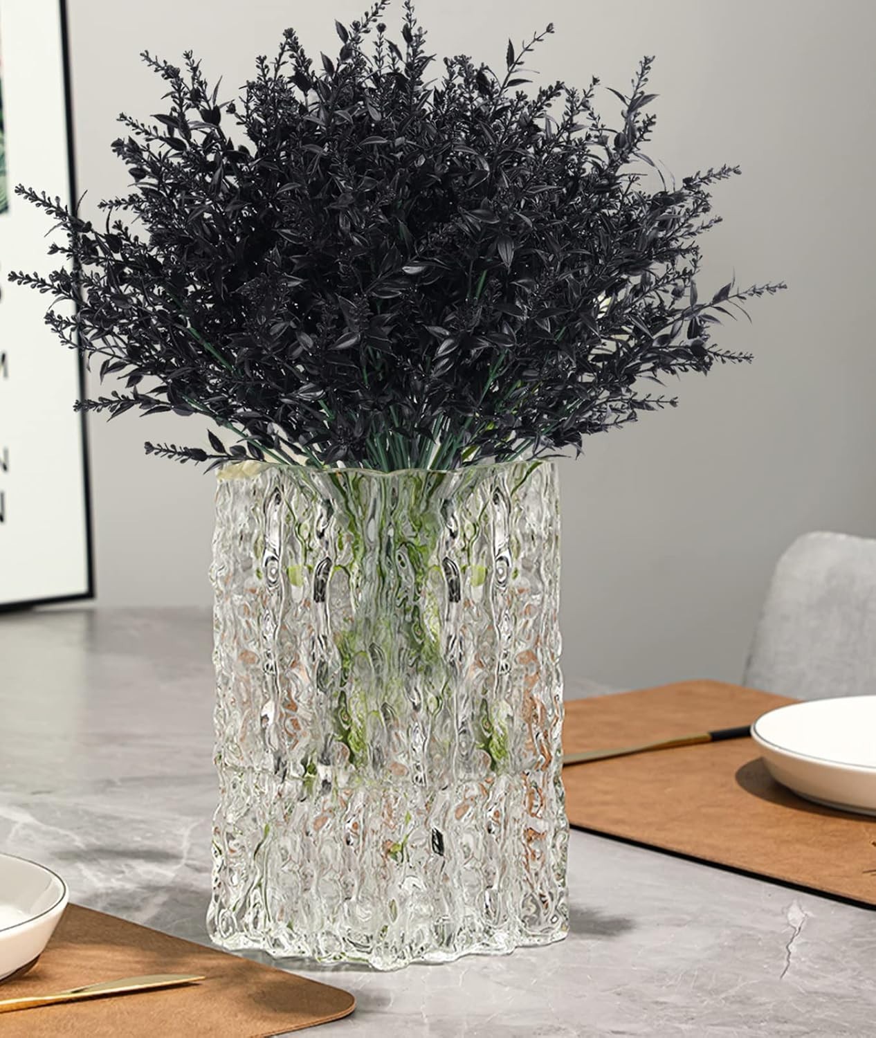 Charming Fake Lavender Flowers with Green Stems – 12 Bundles