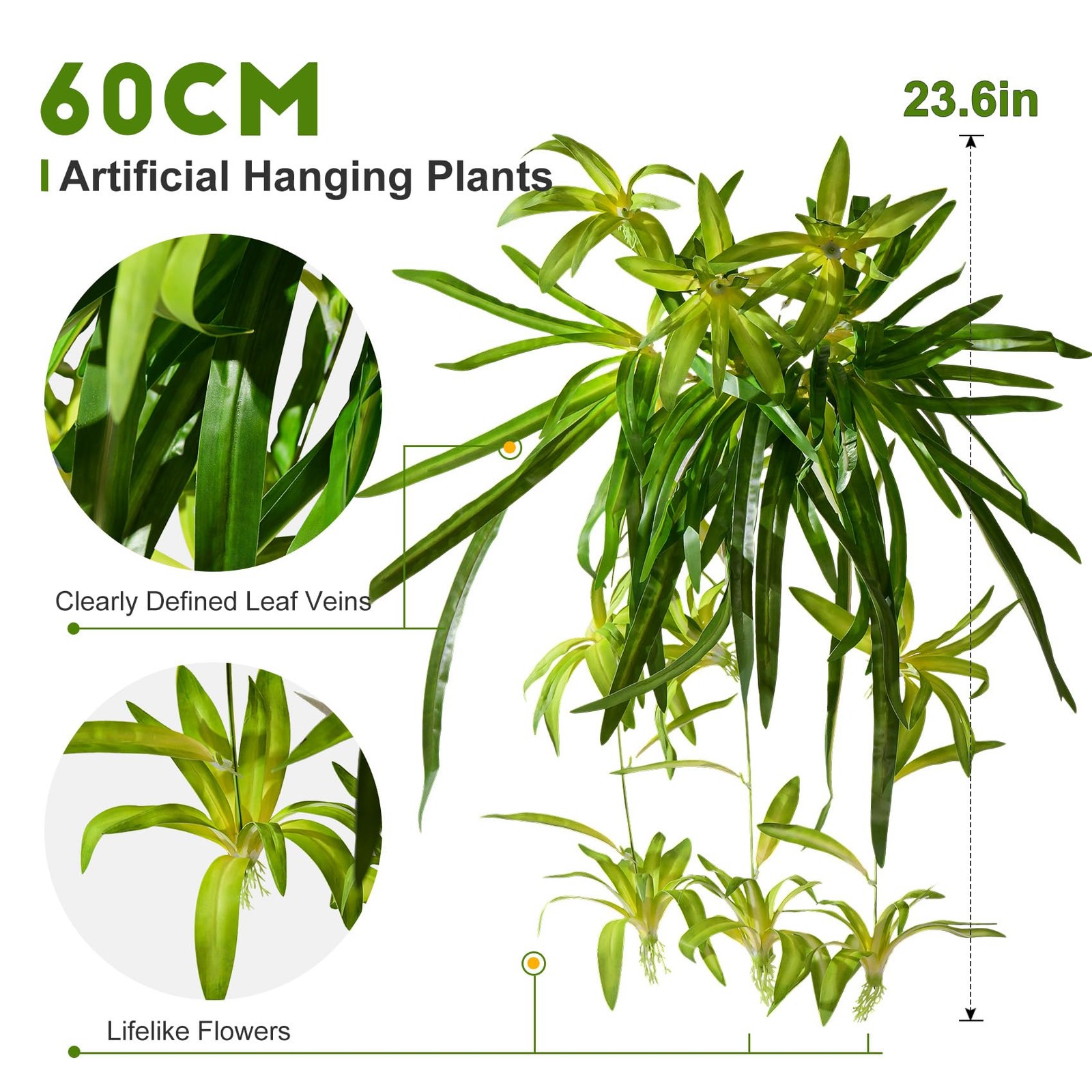 2 Pcs Artificial Spider Hanging Plant Artificial Bracketplant Chlorophytum Fa…