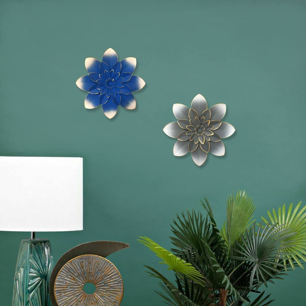 Picfarce Grey Metal Flower Wall Art Decor, 9.5″ 9.5″L x 9.5″W, 021G-Grey