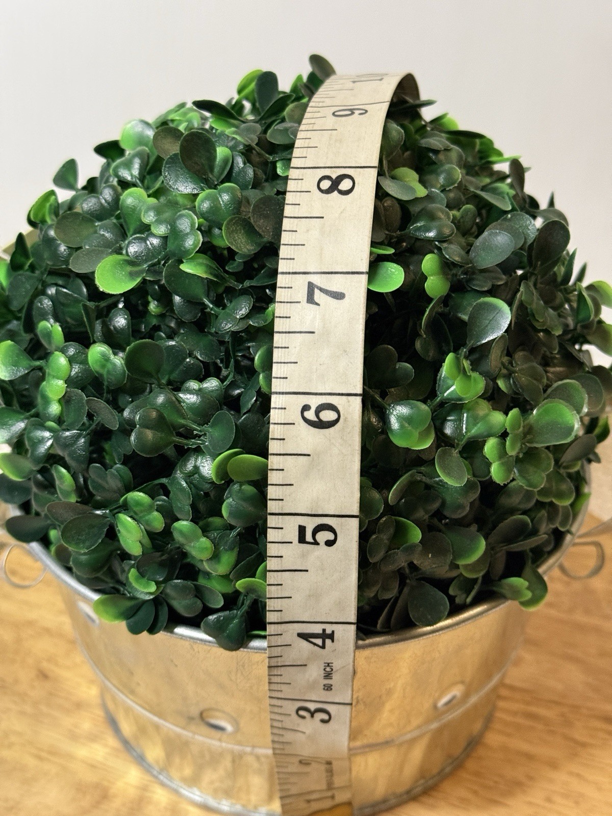 Hobby Lobby Artificial 6 x 6 Greenery Sphere Round AND Metal Pail Container New