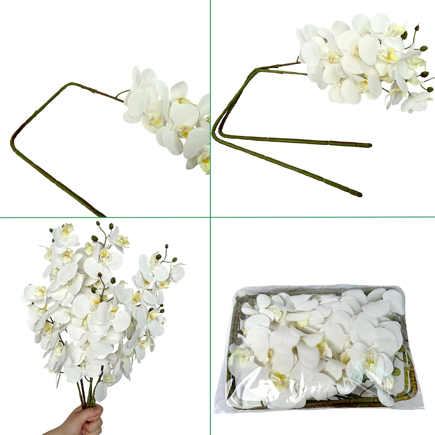 32″ White Artificial Phalaenopsis Orchid Flowers – 8 Pcs for Home Décor