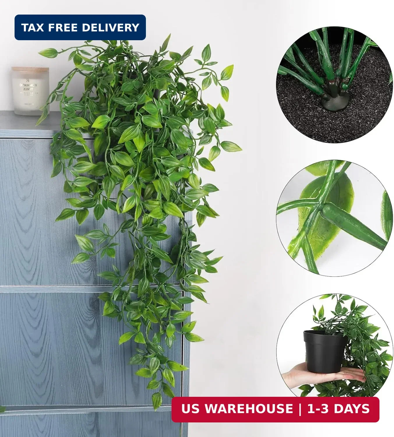 Fake Hanging Plants, Artificial Small Potted Plants for Indoor Outdoor Aesthetic