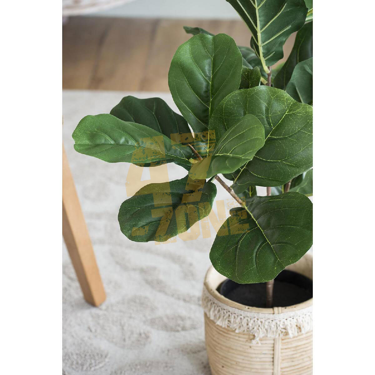 Faux Potted Fiddle Leaf Tree Green Black Artifical Garden Indoor Outdoor Plant