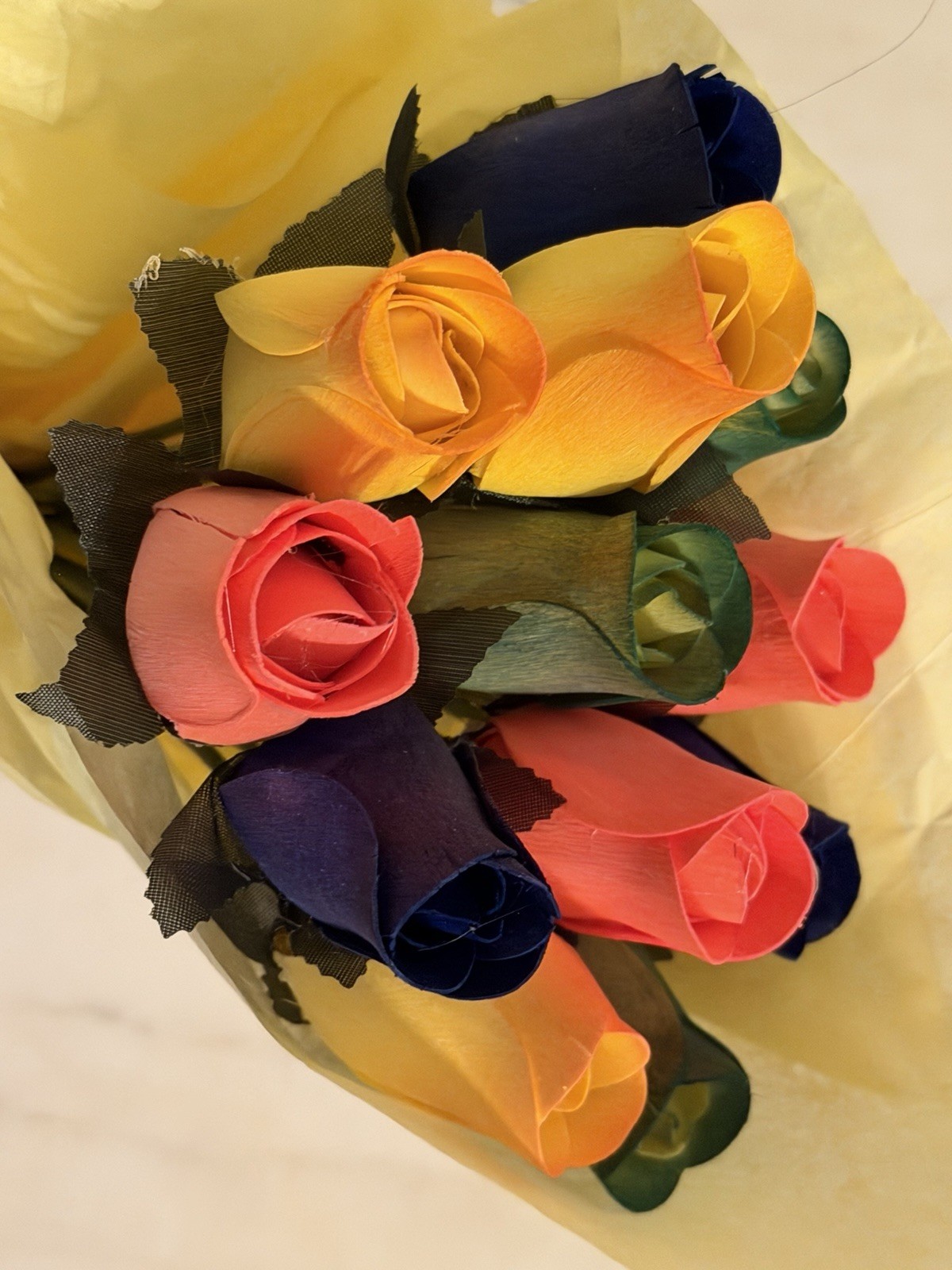 1 DOZEN – 12 MIXED COLOR BOUQUET OF BUDS FLOWER WOODEN ROSES