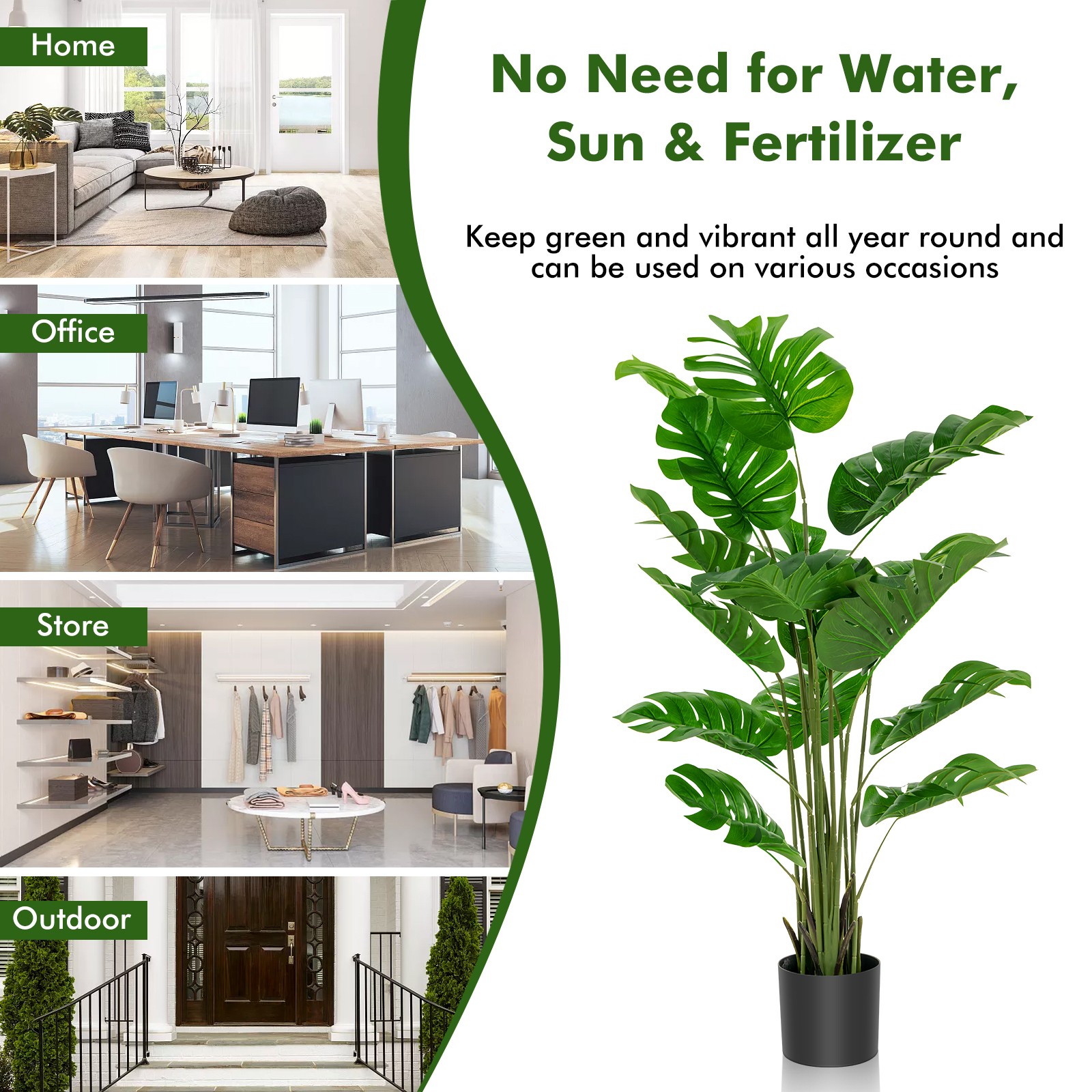 5FT Artificial Tree Faux Monstera Deliciosa Plant for Home Indoor & Outdoor