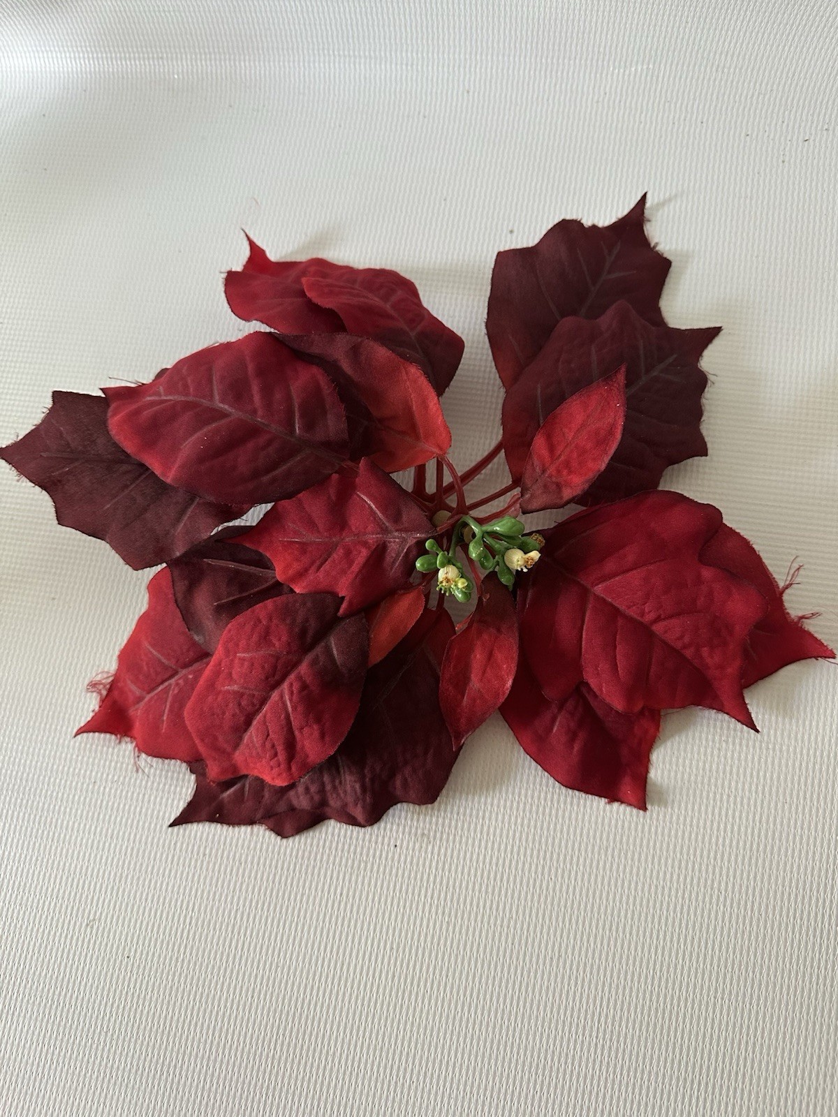 Lot Of 7 Red Gold Poinsettias No Stems 3/W Stems Decorations Vintage ￼