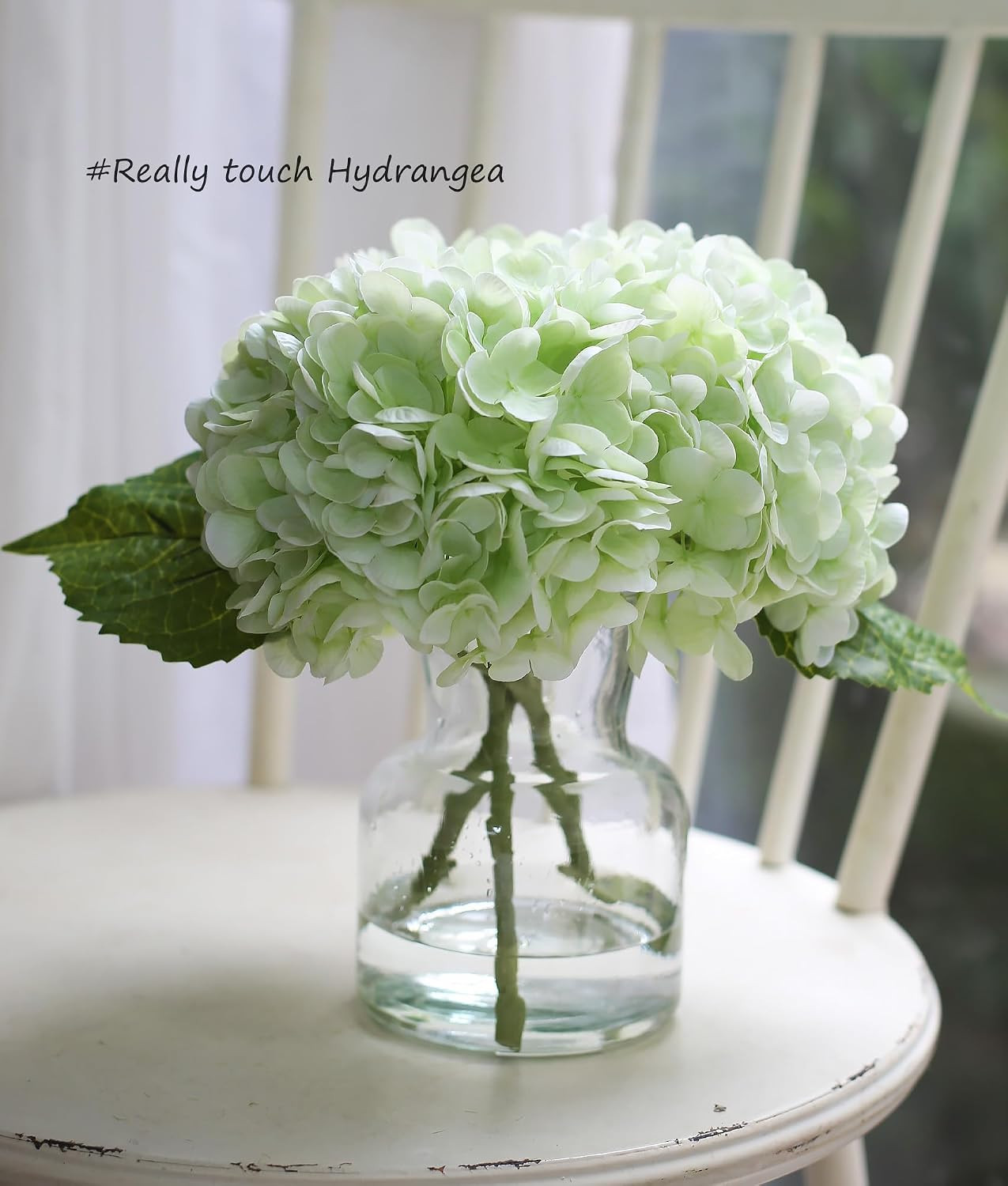 CHASMILE Real Touch Artificial Flowers Hydrangea in Vase for Home Decoration,Art
