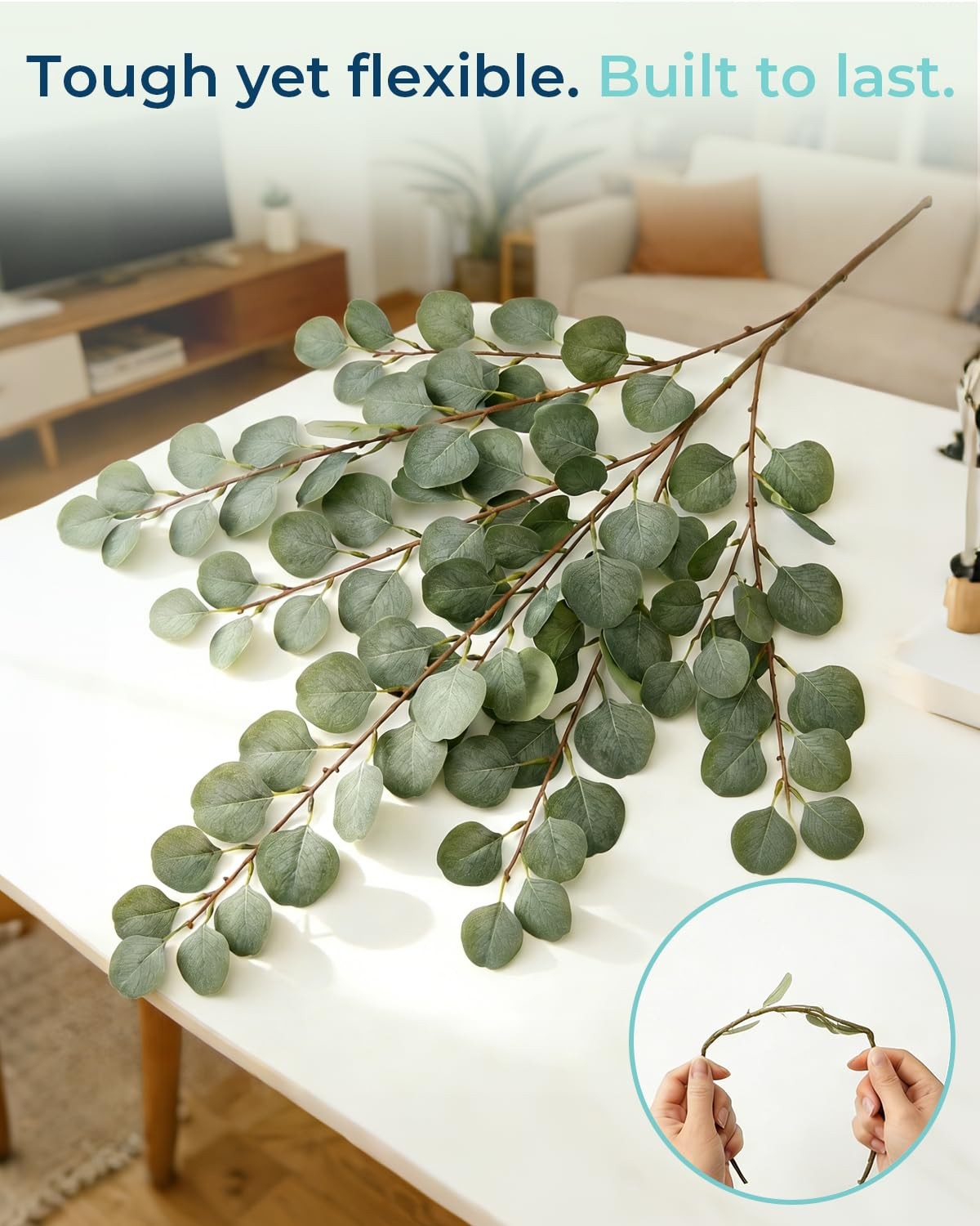 27 Inch 12 Pcs Eucalyptus Branches Artificial Greenery Stems Bulk Fake Plants…