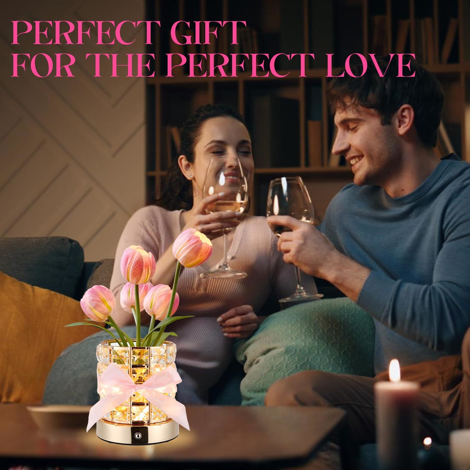 Artificial Flower Tulips Table Lamp with USB Charging LED Home Night Light Gift