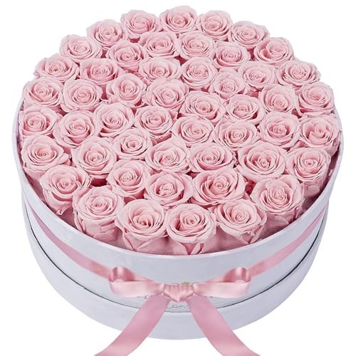50-Piece Velvet Box Roses – Preserved Flowers for Delivery, Birthday Gifts for W