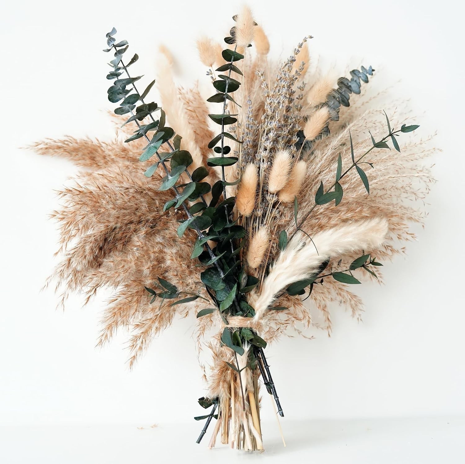 Green Pampas Grass Boho Bouquet – Exquisite Lavender and Eucalyptus Dried Flo…