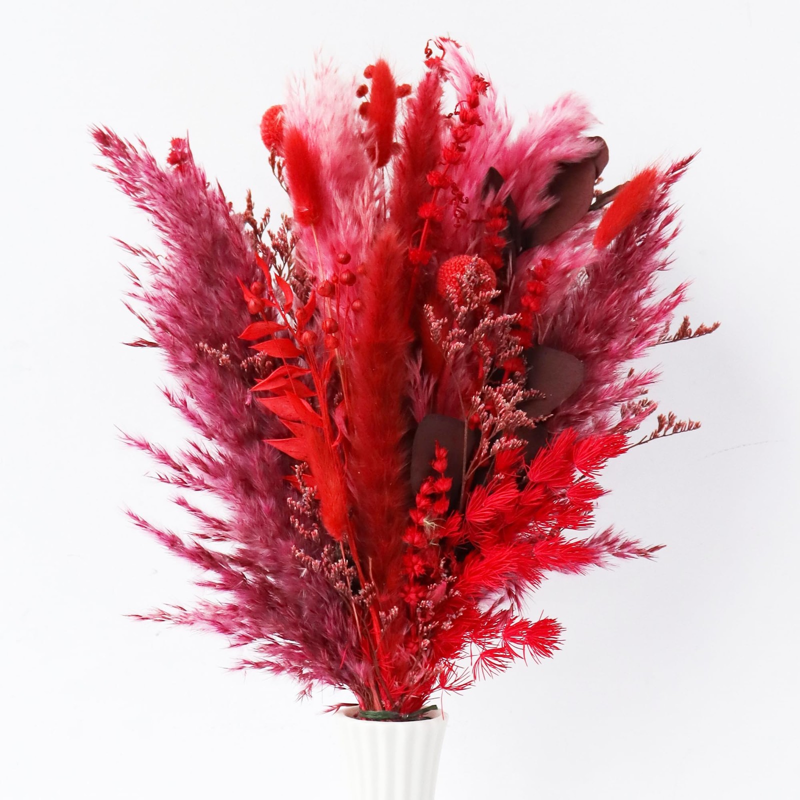 Natural Dried Pampas Grass Bouquet 17 Inch Blush Red Decor Flower Arrangement