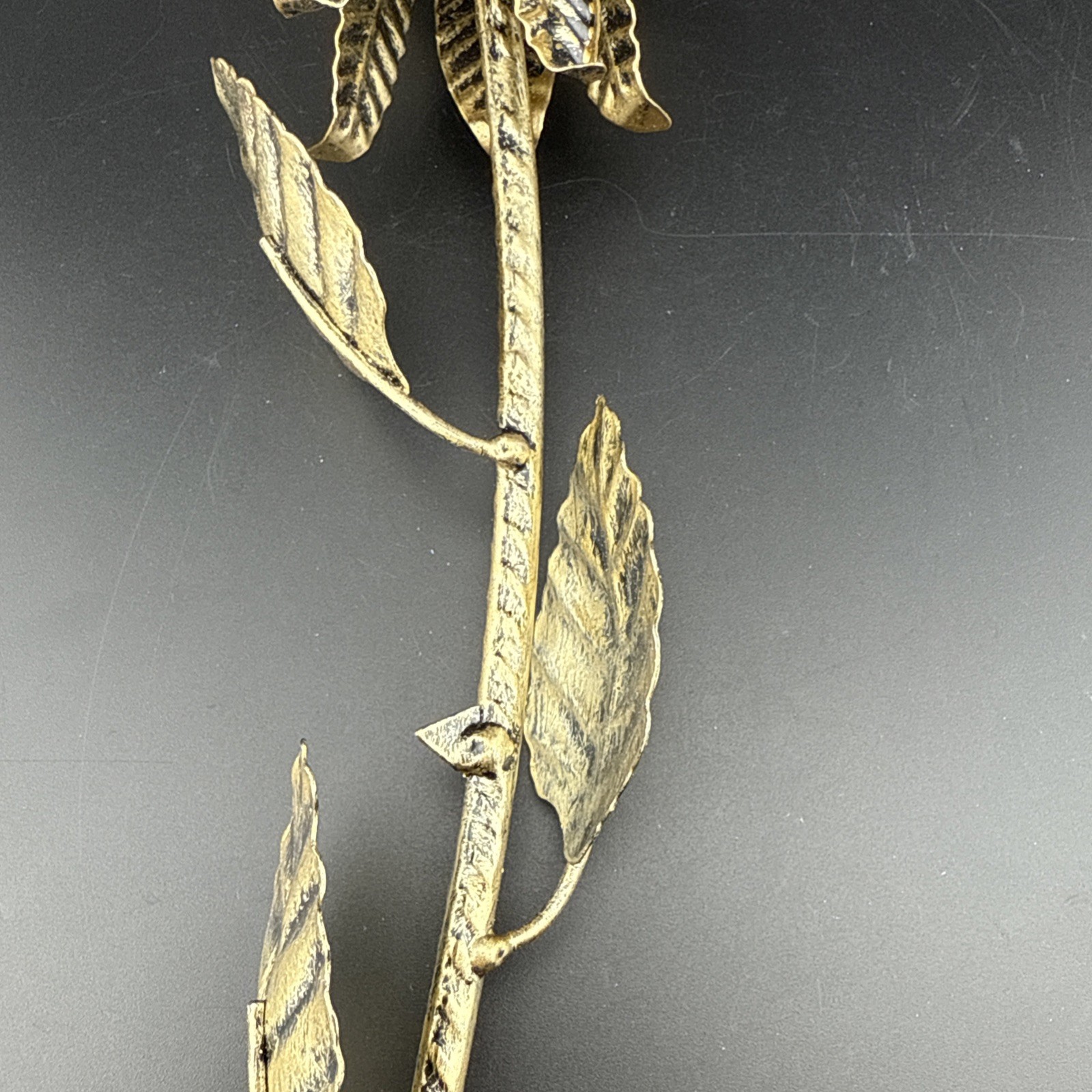 Metal Rose Iron Forever Flower Sculpture Antiqued Brass Finish