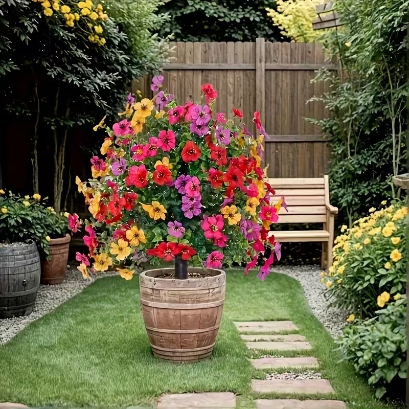 Artificial Flowers For Outdoors Spring Decoration with Spike UV Resistant Garden